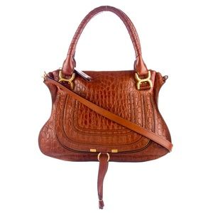🤩🔥 FINAL SALE Stunning Brown Chloé Croc Embossed Marcie 🔥🤩